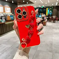 Чохол бампер силіконовий для Apple iPhone 13 Pro Max Айфон Червоний Red з браслетом у вигляді серця