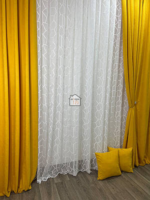 Штори мікровелюр тканина №344 diamond, колір жовтий, в спальню, зал, кімнату, комплект 2 штори