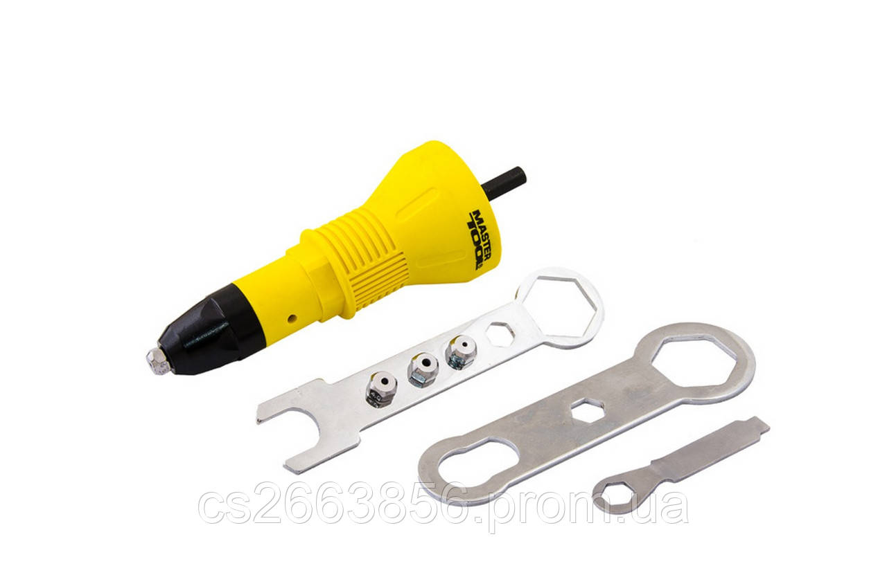 Насадка для заклепок на дриль MASTERTOOL 2.4/ 3.2/4.0/4.8 мм 6-гранний хвостовик 21-0900