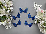Аплікація "Крильця ангела екокожа", 5 х 3.5 см, 20 шт/уп., синього кольору, фото 2