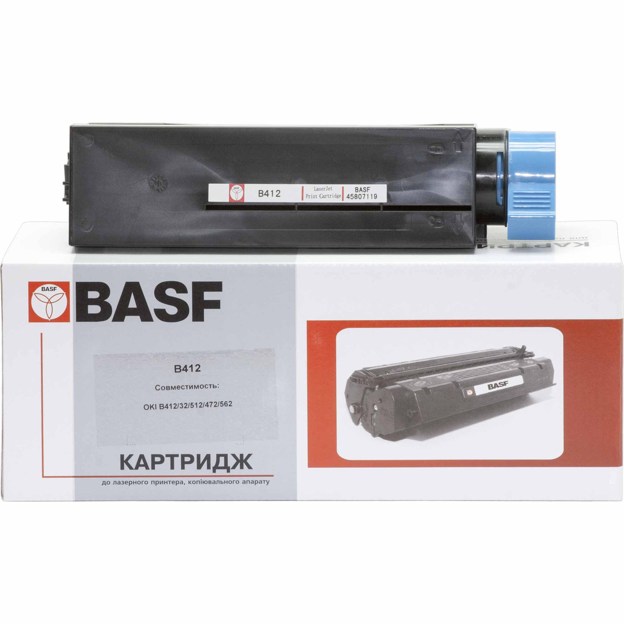 Картридж тонерний BASF Black для принтера OKI B412DN, B432DN, B512DN, MB472dnw, MB492dn, MB562 (KT-B412-45807119)