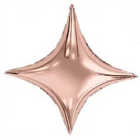 Шар фольгированный Звезда 4 луча 10" 25 см Розовое золото