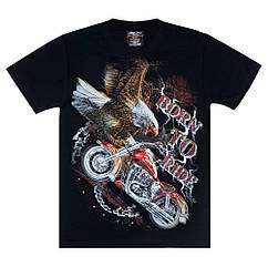 Футболка Born To Ride (eagle, moto, chain) (3D, світиться в темряві), Розмір L