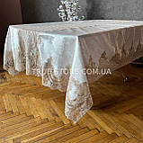 Скатертина Оксамитова з мереживом імператор високої якості на стіл! Шампань колір (У розмірах), фото 5