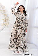 Весеннее легкое платье свободного кроя из супер-софта в цветочный принт, больших размеров от 46 до 60