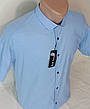 Стильна чоловіча теніска льон Paul Smith vkl-0302 блакитна приталена, чоловіча сорочка з коротким рукавом льон М, фото 8