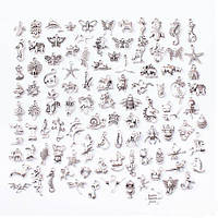 Набор из 100 металлических подвесок шармов шармиков Животные серебро