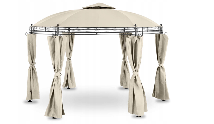 Садовий павільйон круглий Uniprodo 6 стін 3.8 х 3.8 х 2.8м бежевий/кремовий, фото 1