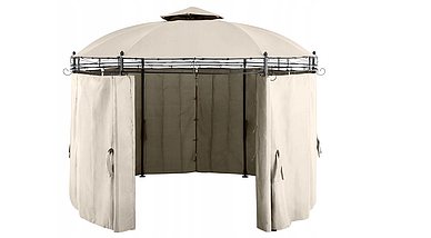 Садовий павільйон круглий Uniprodo 6 стін 3.8 х 3.8 х 2.8м бежевий/кремовий, фото 3