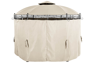 Садовий павільйон круглий Uniprodo 6 стін 3.8 х 3.8 х 2.8м бежевий/кремовий, фото 4