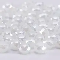 Намистини скло Finding Рондель граненка Матовий білий перелив 2 мм