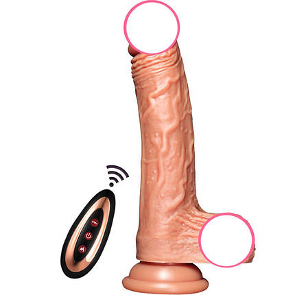 Максимально реалістичний фалоімітатор вібратор на присосці з пультом, фото 1