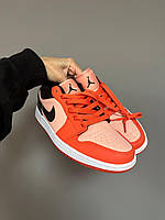 Женские кроссовки NIKE AIR JORDAN 1 LOW RETRO "ORANGE / BLACK" найк аир джордан кожаные орандж