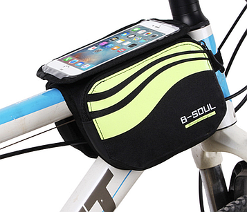 Велосипедна сумка на раму для телефона / Велосумка під смартфон / Сумка з прозорою кишенею для телефона на раму велосипеда Зелена
