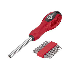Викрутка магнітна 1/4", 10x50 мм із комплектом насадок 15 шт., Cr-V INTERTOOL HT-04151