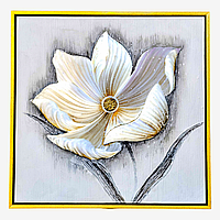Картина настенная объемная с металлизированным покрытием на холсте - панно "Цветок" F2621-1