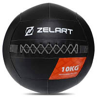 М'яч волбол для кросфіту та фітнесу Zelart WALL BALL TA-7822-10 вага-10кг чорний Код TA-7822-10