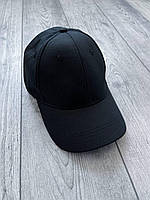 Мужская черная кепка хлопковая дышащая с регулятором , Летняя универсальная бейсболка черная однотонная trek