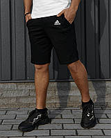 Чоловічі літні шорти Adidas чорні трикотажні, Чоловічі спортивні чорні бриджі Адідас на літо