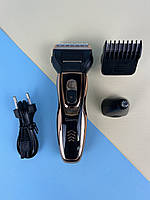 Аккумуляторная машинка для стрижки Gemmy Gm-595, 3 в 1 (тример для стрижки волос и бороды), бронзовая