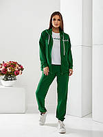 Женский спортивный костюм тройка осень-весна арт. 476 зеленый/ трава