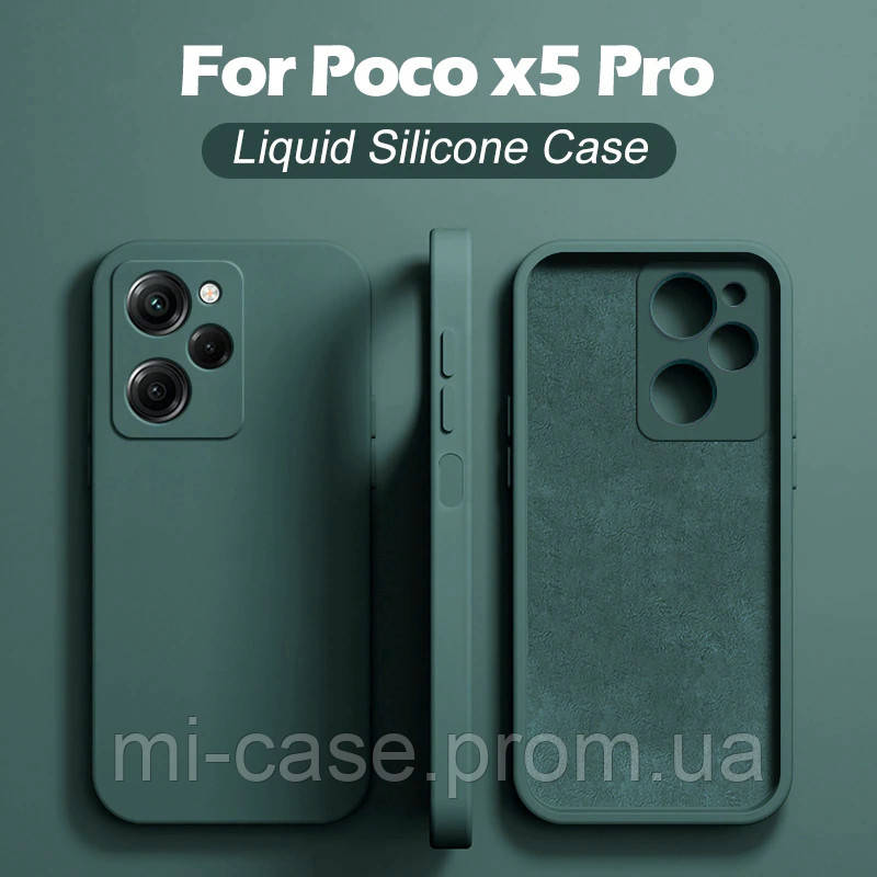 Силіконовий чохол для Xiaomi Poco X5 Pro 5G Хакі мікрофібра soft touch