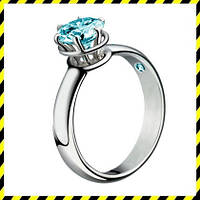 Золоте кільце -Elit - з великим блакитним синім діамантом 0,75 ct.! 750 проба