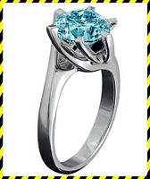 Золоте кільце -Stile - з блакитним синім діамантом 0,64 карат! 750 проба