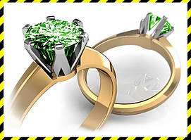 Золоте кільце -Infinity - з зеленим діамантом 0,51 карат