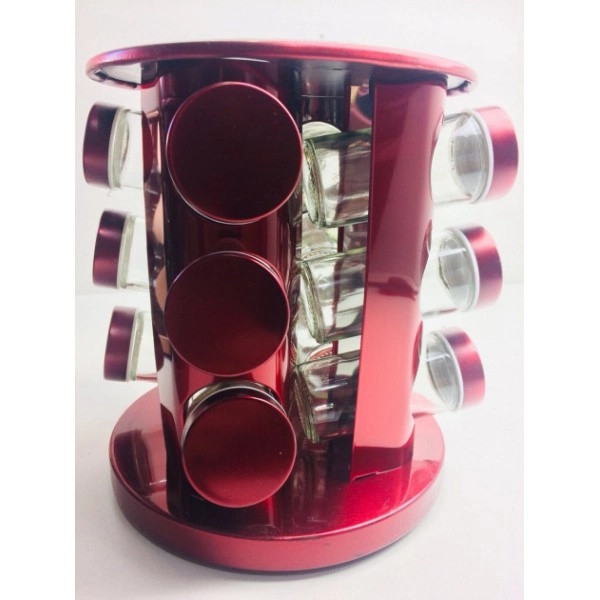 Набір для спецій кругла підставка 13 предметів 3 кольори BN-142-9 бордова, фото 1