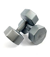 Гантелі композитні для фітнесу 2х4 кг NEO SPORT, суцільна нерозбірна сіра