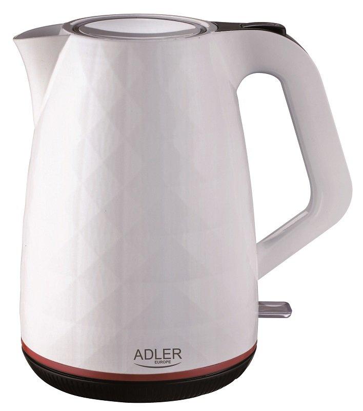 Електрочайник Adler AD 1277 пластиковий , білий , 1,7 літра Польща, фото 1