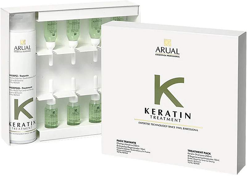 Набір для зміцнення та росту волосся Arual Keratin (sch/250 ml, ampoules/8x10 ml) Arual
