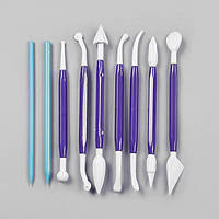 Набор Инструментов для Полимерной Глины из Пластика, Цвет: Микс, Размер: 146-175x4.5-8 мм, 9штнабор