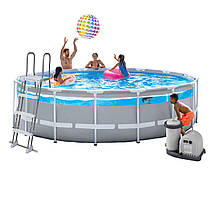 Басейн каркасний Intex 26730 Prism Frame 488х122 см з картриджним фільтром круглий для всієї родини дачі, фото 3