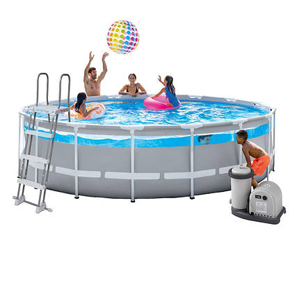 Каркасний басейн Intex 26730 Prism Frame 488х122 см круглий для всієї родини з картриджним фільтром, фото 1