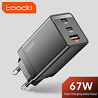 Сетевое зарядное устройство Toocki GAN 67W (2 Type-C + 1 USB) Black TCT2C1A-JCB01