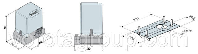 размеры привода для ворот фаак 741