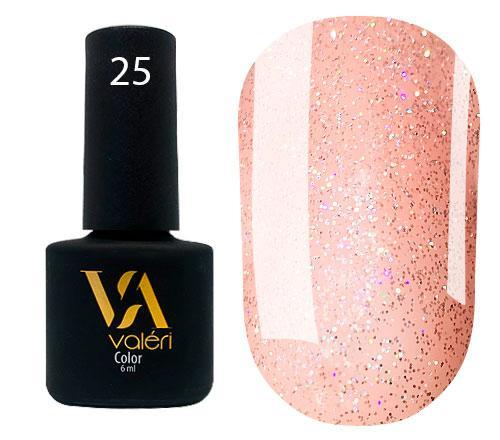 Гель-лак valeri №025 (персиковий з блискітками), 6 мл