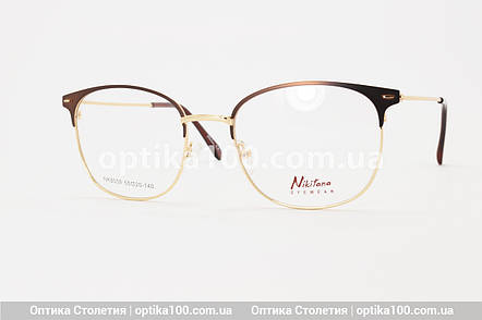 Тонка легка кругла золотисто-коричнева оправа для окулярів для зору жіноча, фото 2
