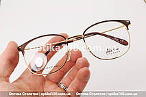 Тонка легка кругла золотисто-коричнева оправа для окулярів для зору жіноча, фото 3