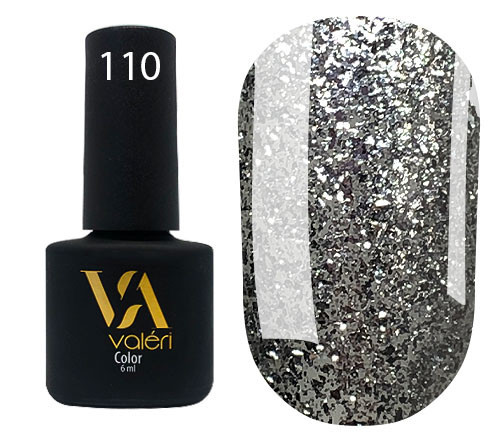 Гель-лак valeri №110 (срібло з блискітками), 6 мл