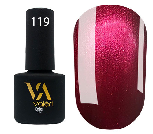 Гель-лак valeri №119 (бордовий з перламутром), 6 мл