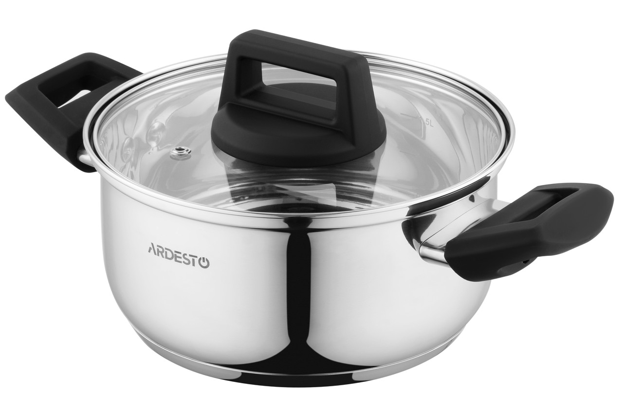 Каструля Ardesto Gemini скляна кришка 5.1 л нержавіюча сталь AR3551G