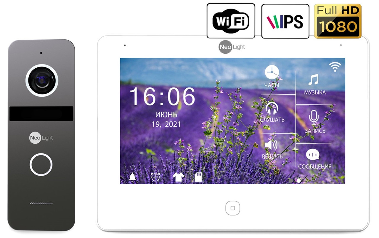 Комплект відеодомофона NeoLight NeoKit HD+ WF Graphite, фото 1