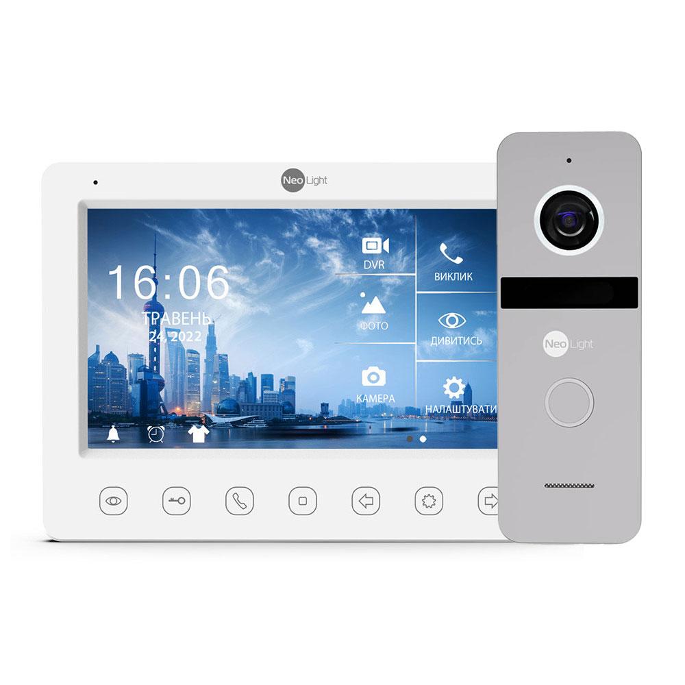 Комплект відеодомофона Neolight KAPPA HD / Solo FHD Silver: відеодомофон 7" зі вбудованим БКЗ і 2 Мп