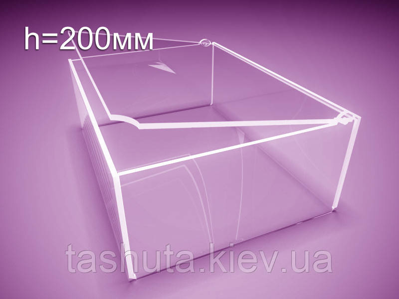 Коробка, контейнер з оргскла з кришкою 200х200х200 мм (Товщина акрилу: 3 мм;  Тип: Герметична;)