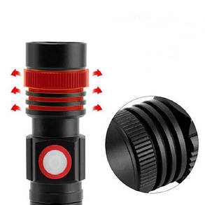 Ліхтар BL-502-T6+COB 1x18650 магніт затискач zoom ЗУ microUSB, фото 2