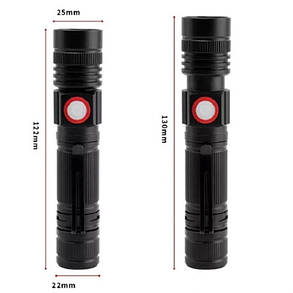 Ліхтар BL-502-T6+COB 1x18650 магніт затискач zoom ЗУ microUSB, фото 3