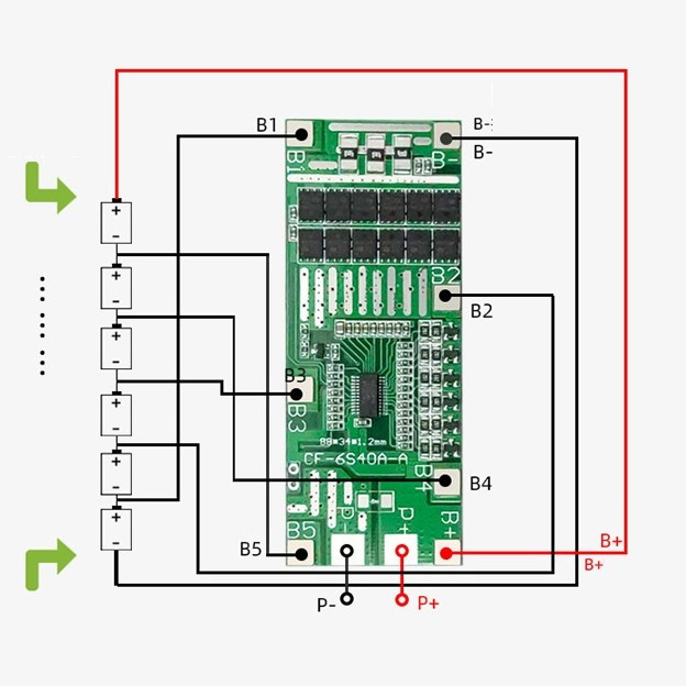 BMS 6S 40А/50А Li-Ion 18650 24в CF-6S40A-B (2858) - фото 4 - id-p1839703602